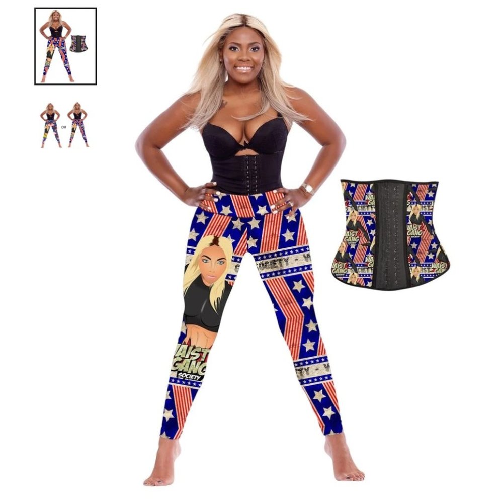 NWT Kardashian Ann Chery Waist Gang Society SHAPEWEAR 2 pc Patriotic Premadonna - Picture 2 of 13